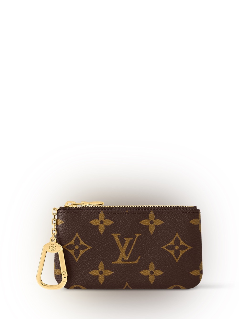 Louis Vuitton Brown Monogram Zip Key Pouch with Gold Hardware
